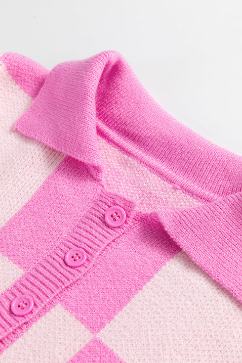 'Galena' Pink Checkered Sweater - Celes Fashion